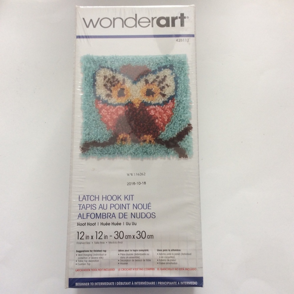 WonderArt Latch Hook Kit “Owl” 12x12 inch